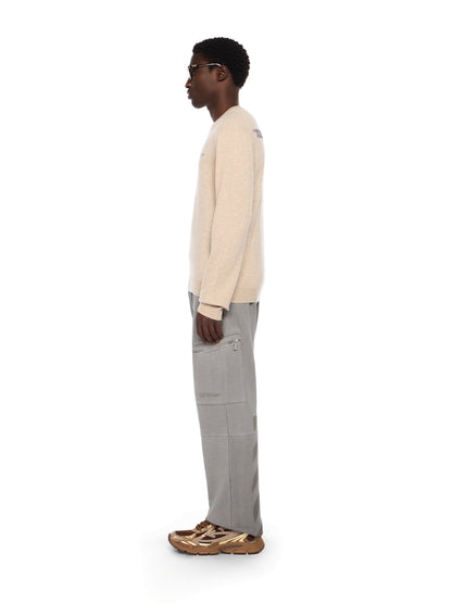 Off-White Quote Knit Crewneck Logo Sweater Beige