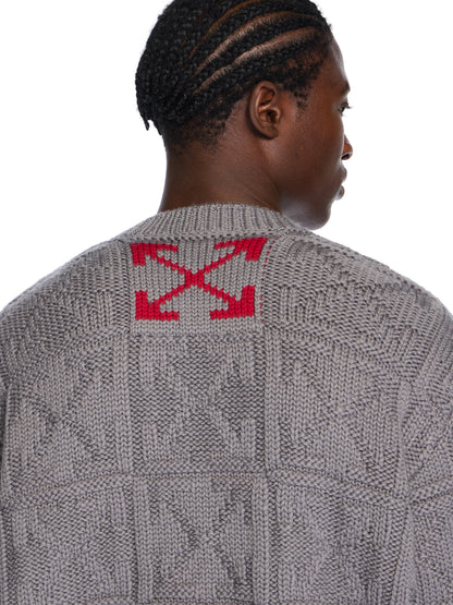 Off-White 3D Stitch Arrow Knit Sweater Grey