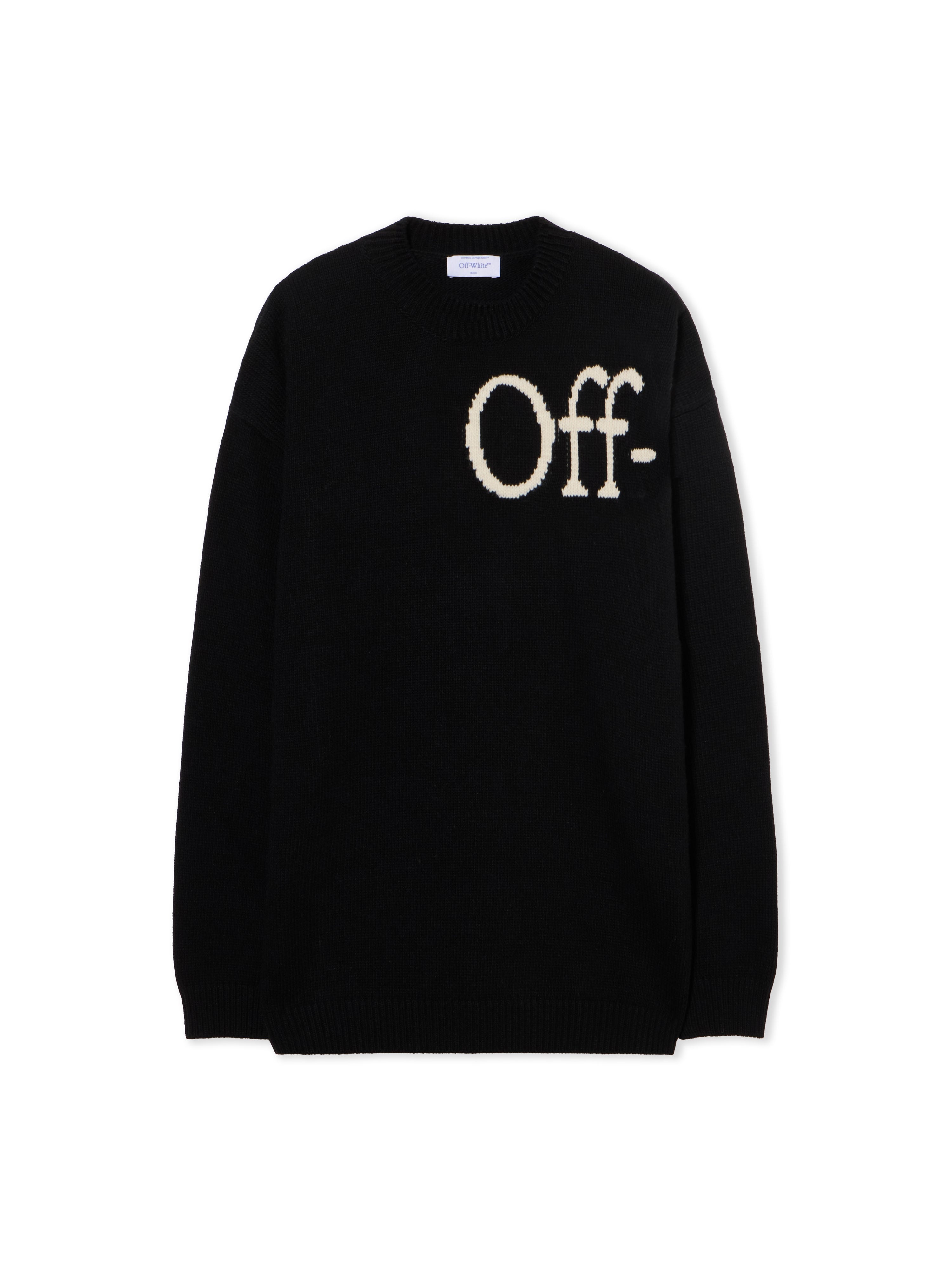Off-White Bookish Knit Crewneck Sweater Cream Black