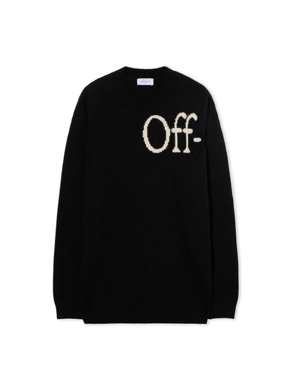 Off-White Bookish Knit Crewneck Sweater Cream Black