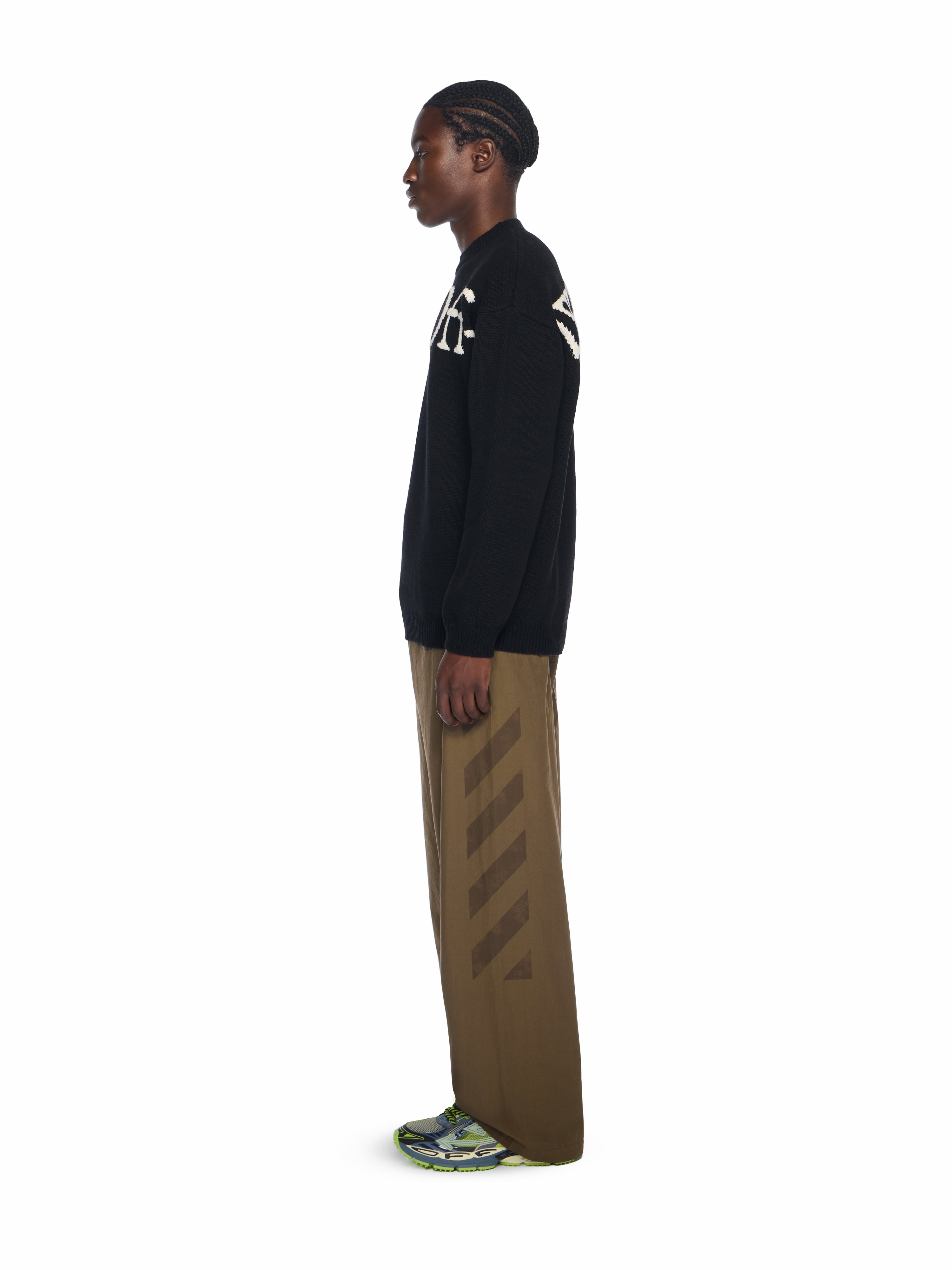 Off-White Bookish Knit Crewneck Sweater Cream Black