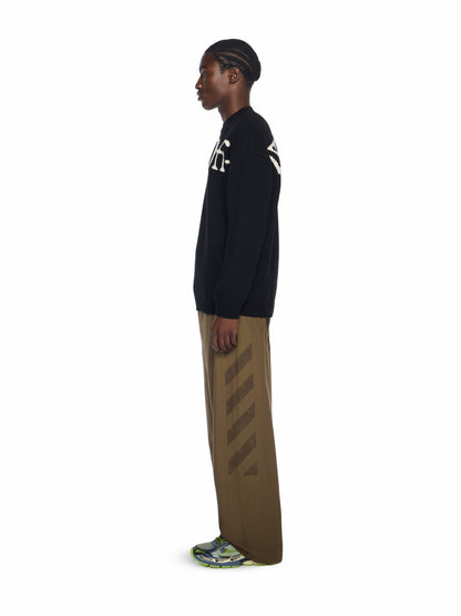 Off-White Bookish Knit Crewneck Sweater Cream Black