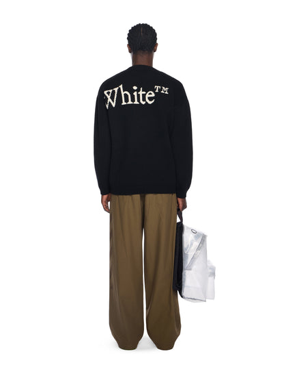 Off-White Bookish Knit Crewneck Sweater Cream Black
