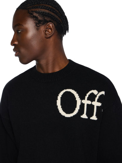 Off-White Bookish Knit Crewneck Sweater Cream Black