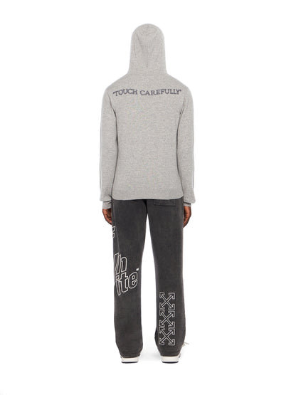 Off-White Quote Knit Hoodie Grey