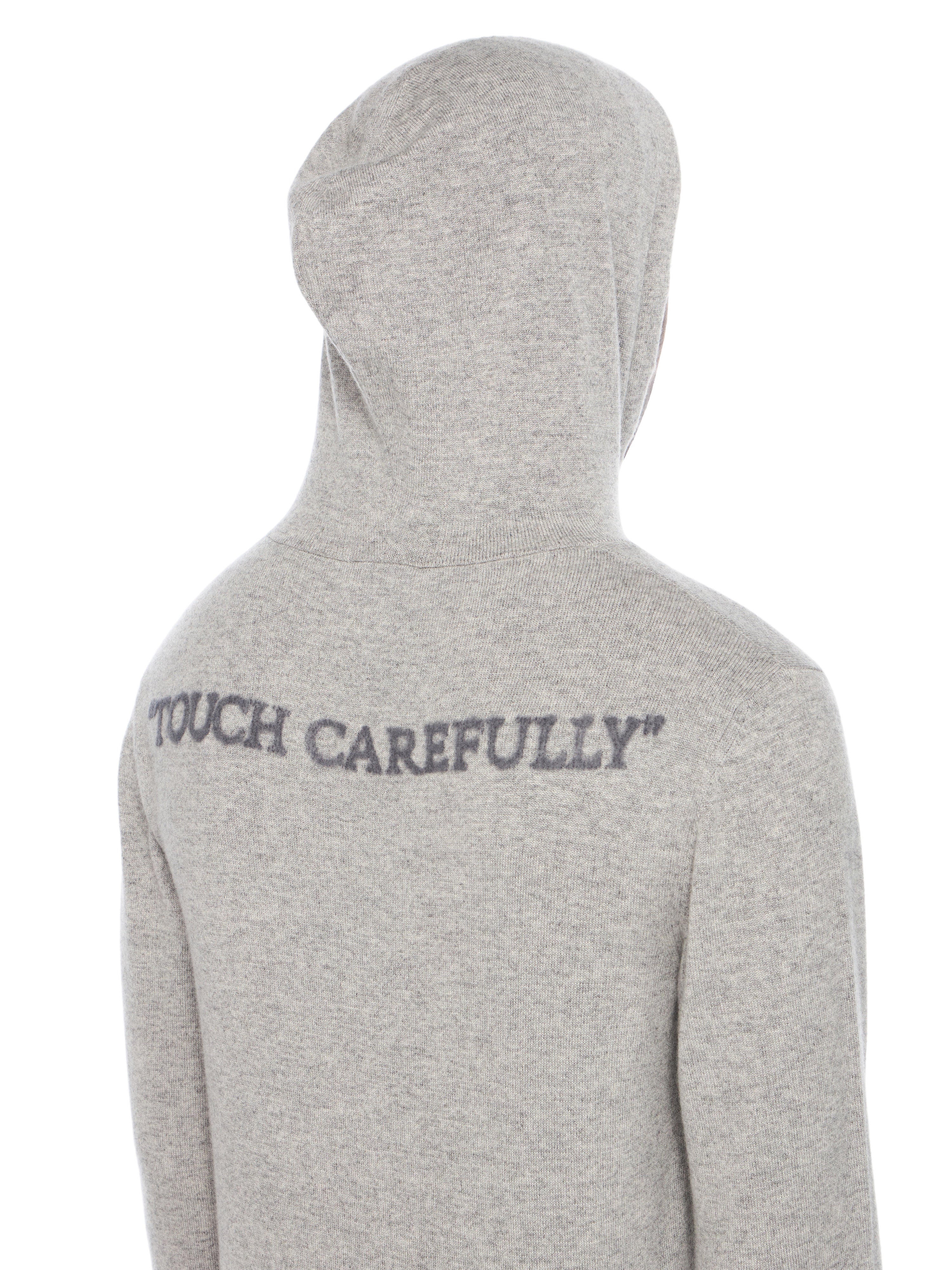 Off-White Quote Knit Hoodie Grey