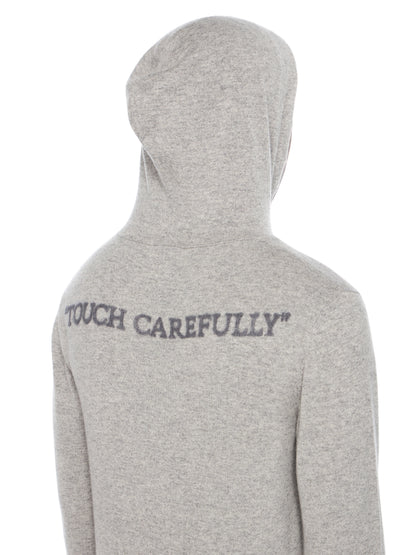 Off-White Quote Knit Hoodie Grey