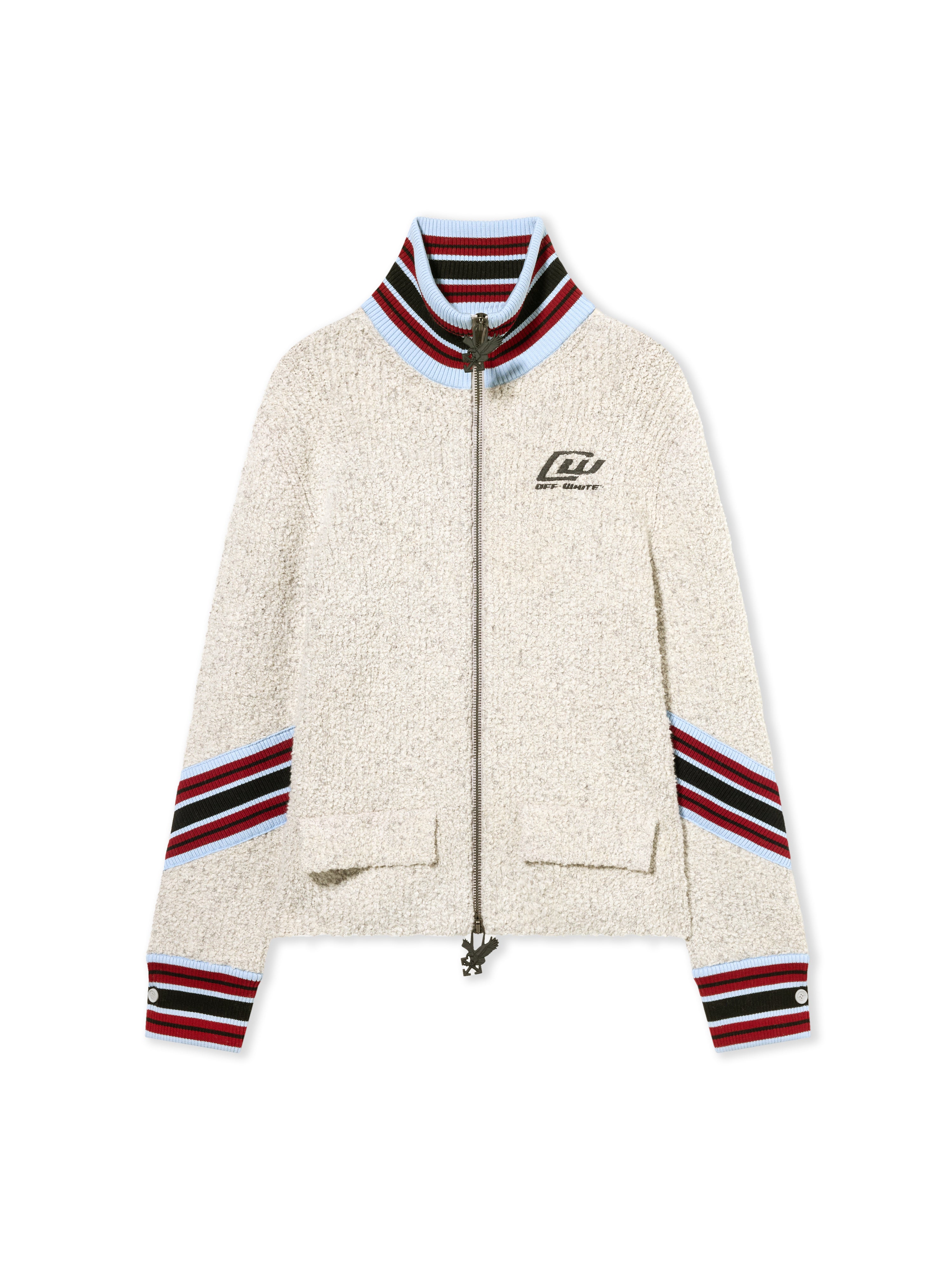 Off-White Boucl Zip Cardigan Grey