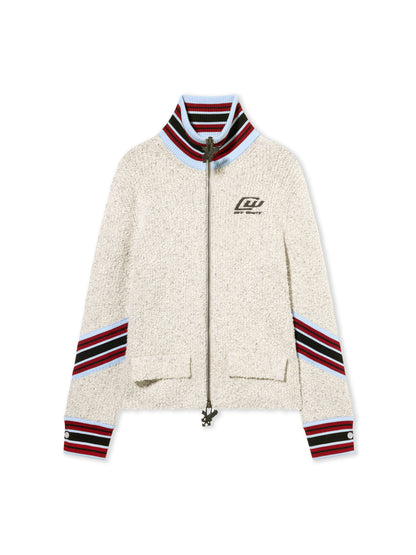 Off-White Boucl Zip Cardigan Grey