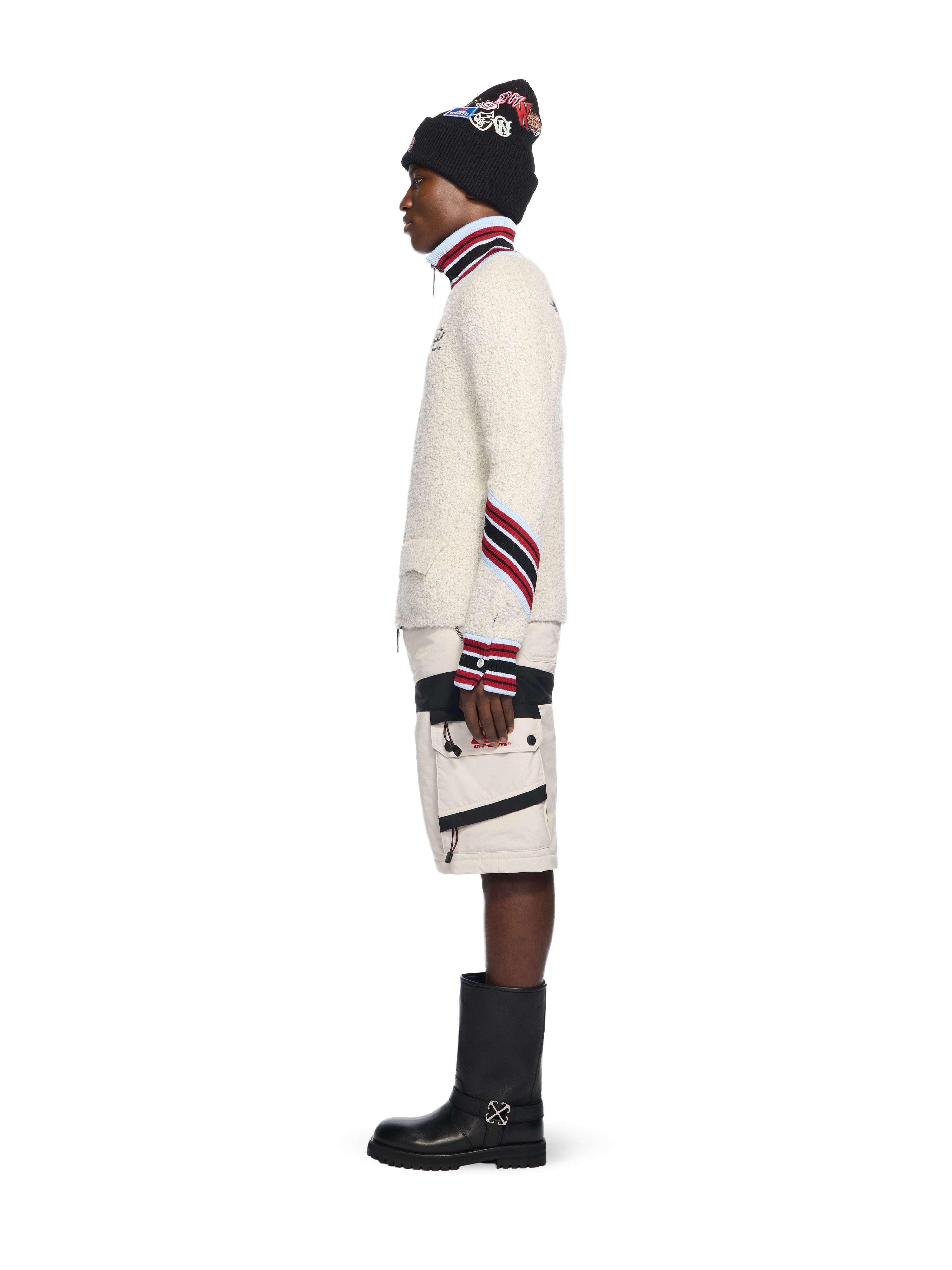 Off-White Boucl Zip Cardigan Grey