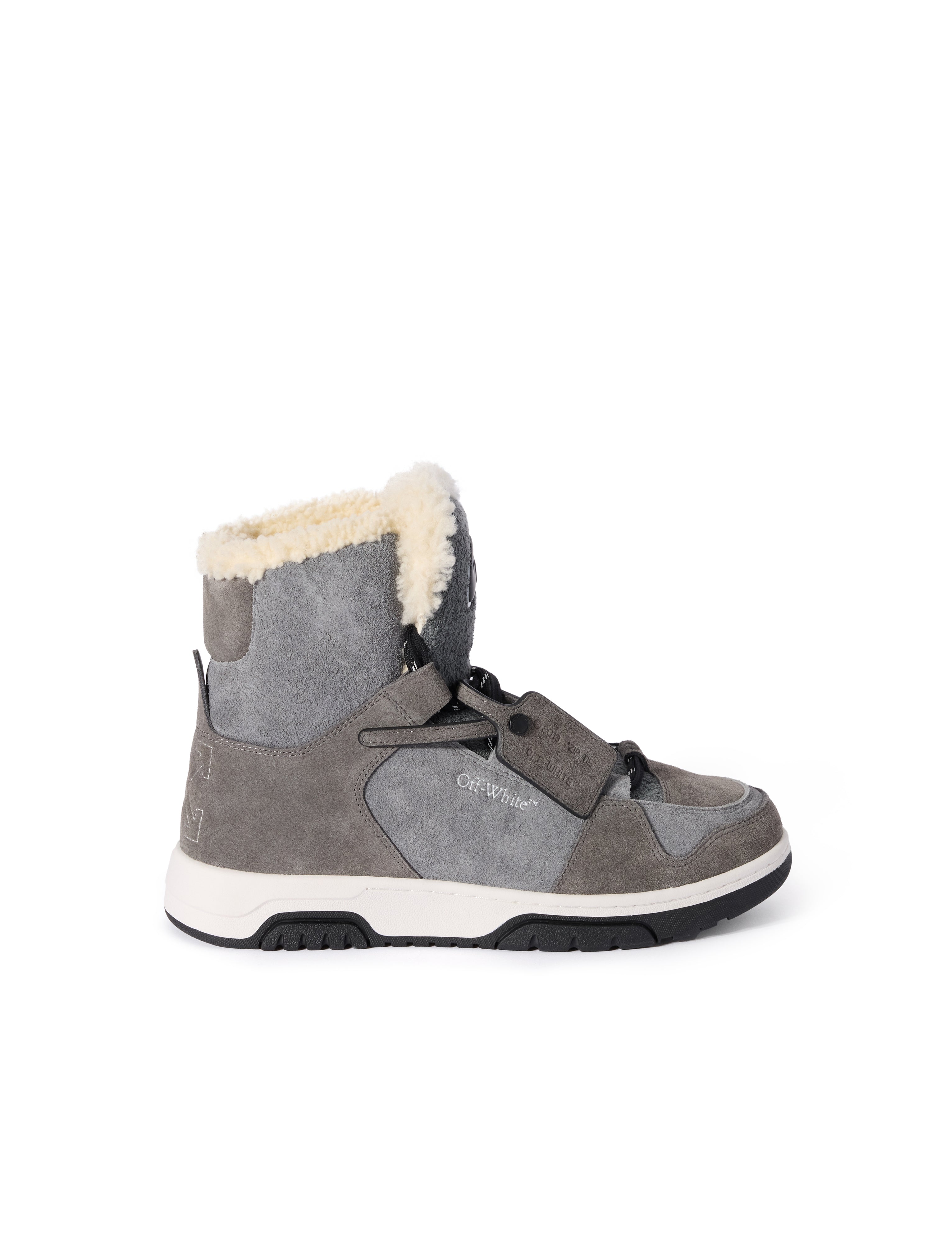 Off-White Shearling Trim Winter Boots Black