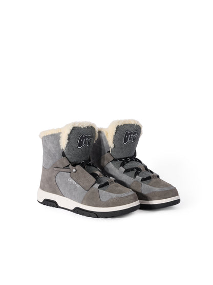 Off-White Shearling Trim Winter Boots Black
