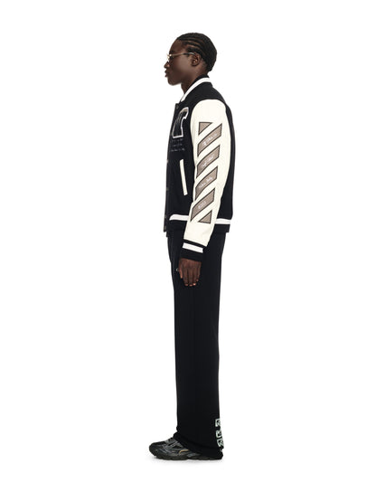 Off-White Leather Wool Varsity Jacket Black