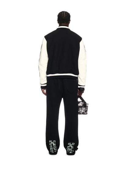 Off-White Leather Wool Varsity Jacket Black