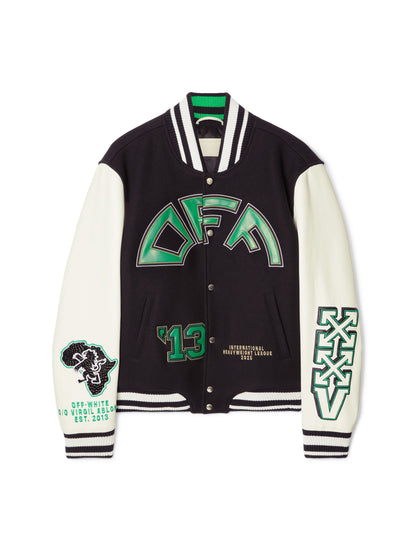 Off-White Off Croco Lea Wool Varsity Jk Black