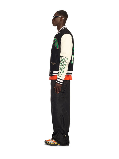 Off-White Off Croco Lea Wool Varsity Jk Black