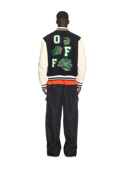 Off-White Off Croco Lea Wool Varsity Jk Black