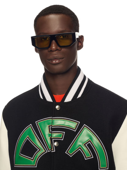 Off-White Off Croco Lea Wool Varsity Jk Black