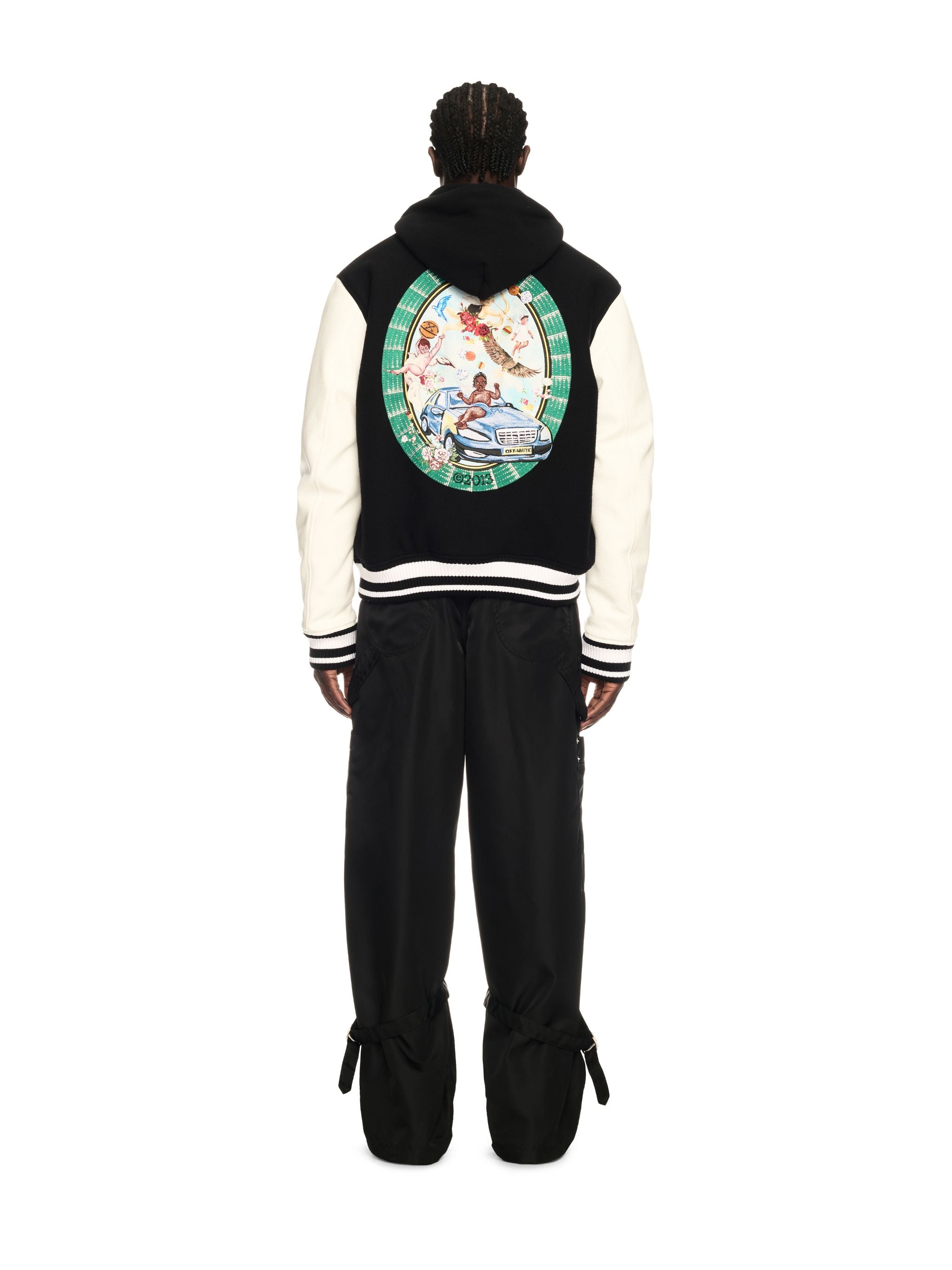 Off-White Cryst Fresco Oval Lea Wool Va Black