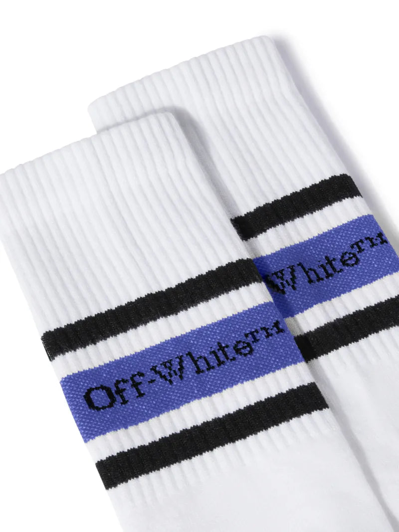 Off-White Stripes Logo Mid Socks
