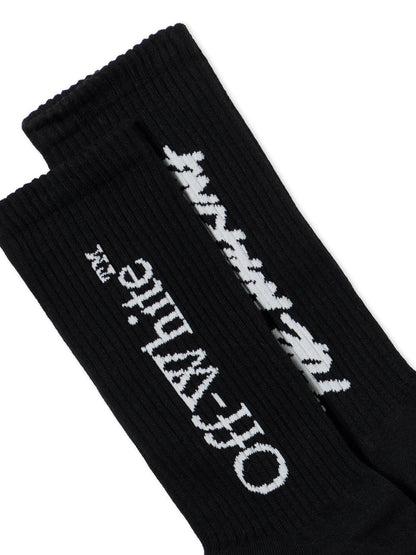 Off-White Quote Mid Calf Socks Black