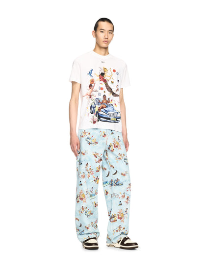 Off-White Fresco Print Straight Jeans Blue