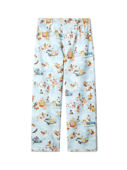 Off-White Fresco Print Straight Jeans Blue