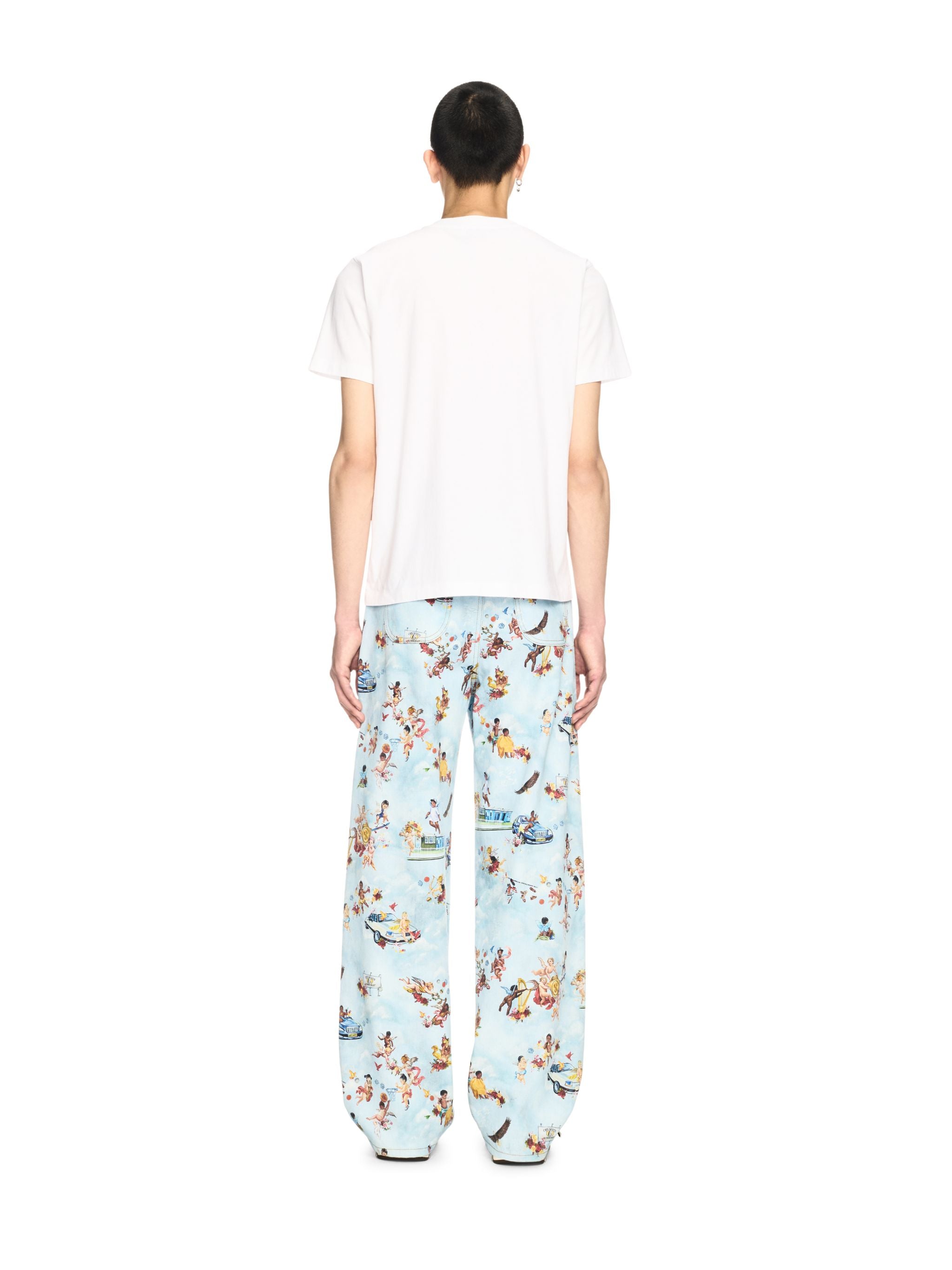 Off-White Fresco Print Straight Jeans Blue