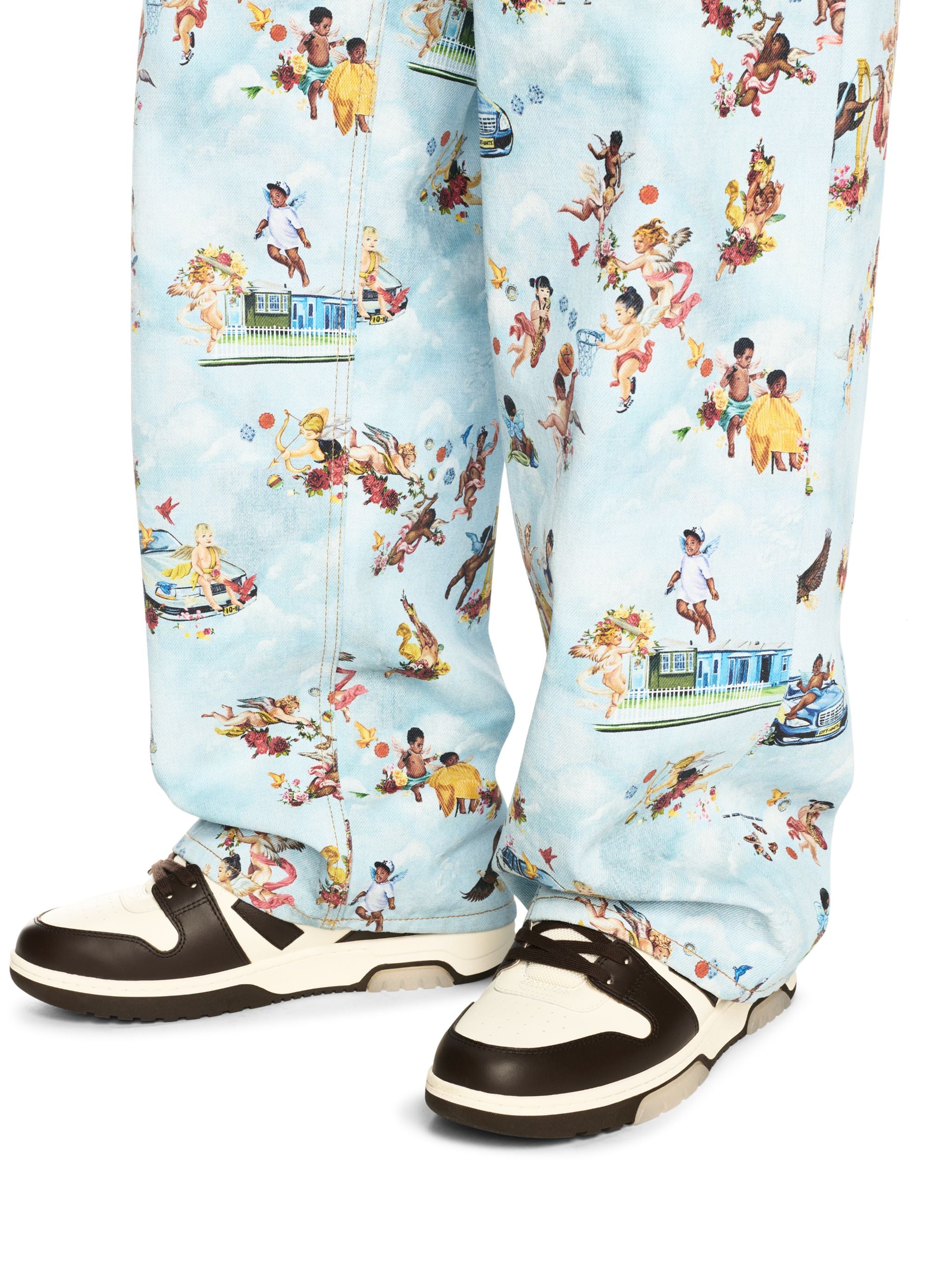 Off-White Fresco Print Straight Jeans Blue