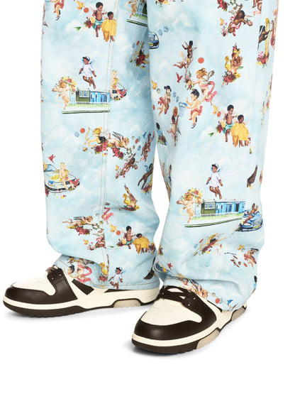 Off-White Fresco Print Straight Jeans Blue