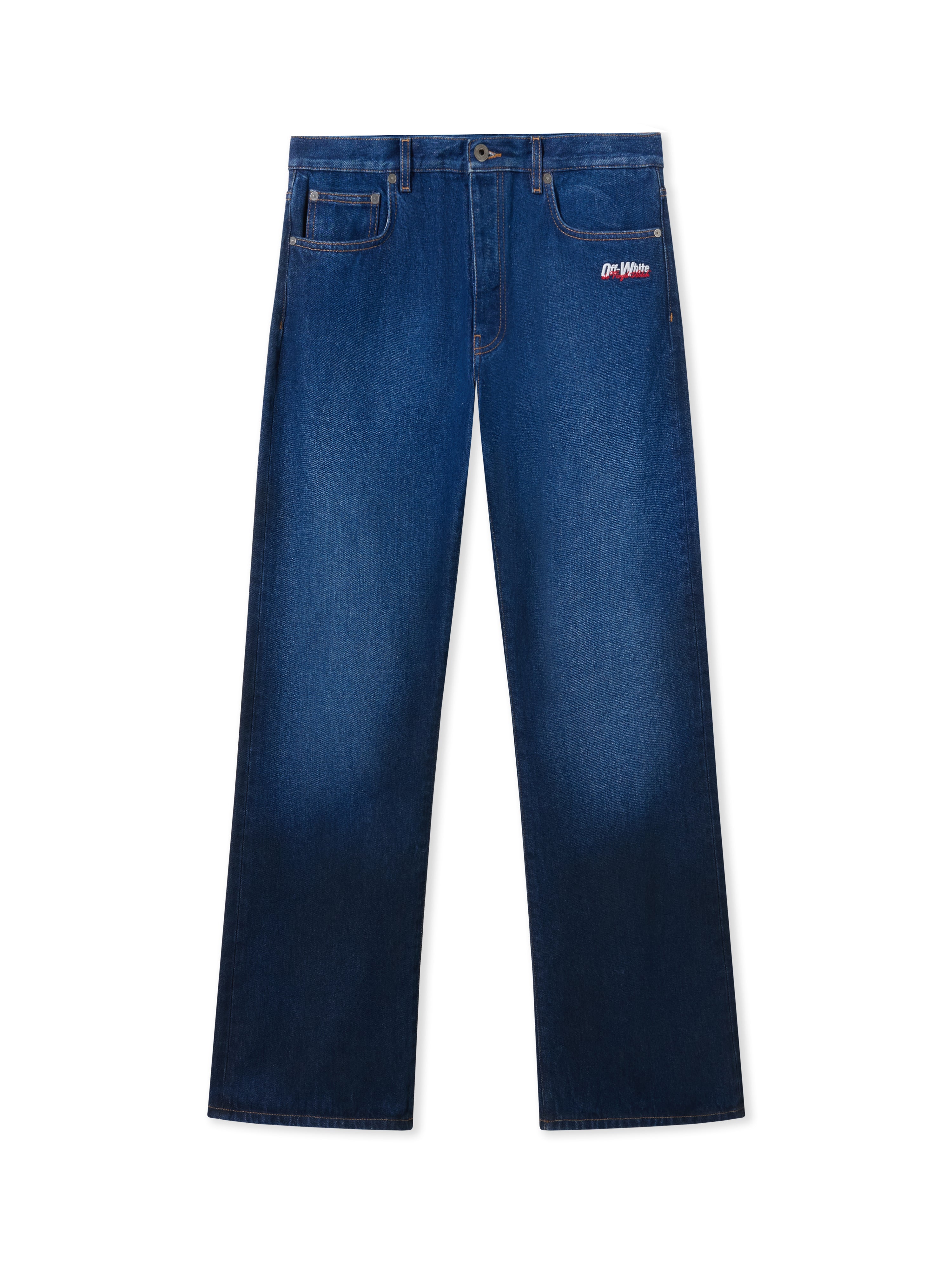 Off-White Spray Diagonal Relax Jeans Blue