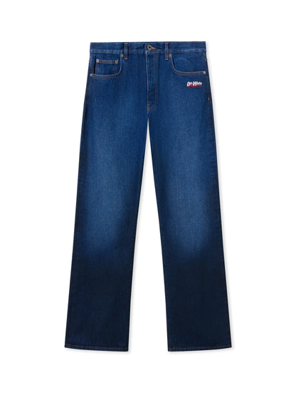 Off-White Spray Diagonal Relax Jeans Blue