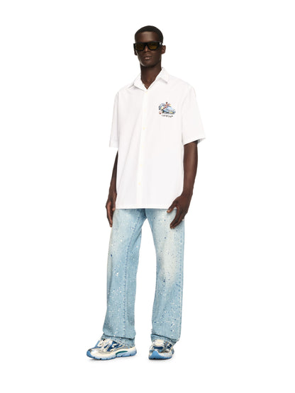 Off-White Paint Relaxed Jeans Blue