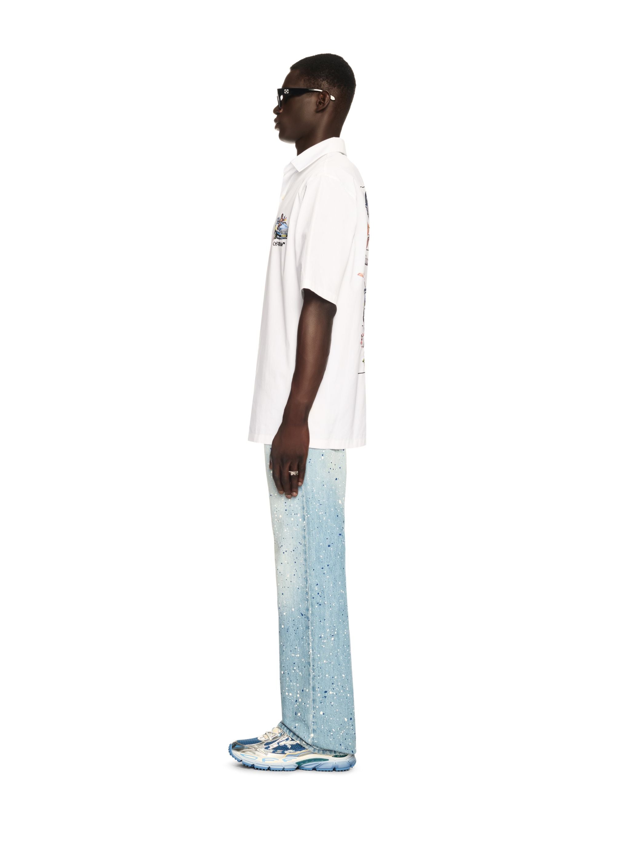 Off-White Paint Relaxed Jeans Blue