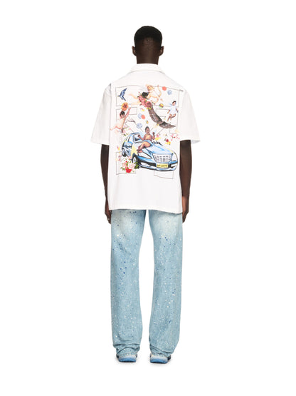 Off-White Paint Relaxed Jeans Blue