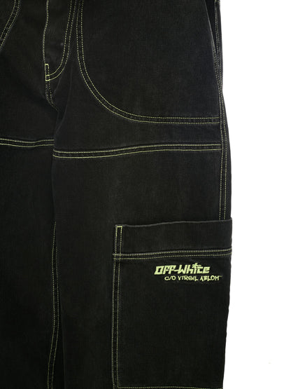 Off-White Off Irreg Den Cargo Jeans Black