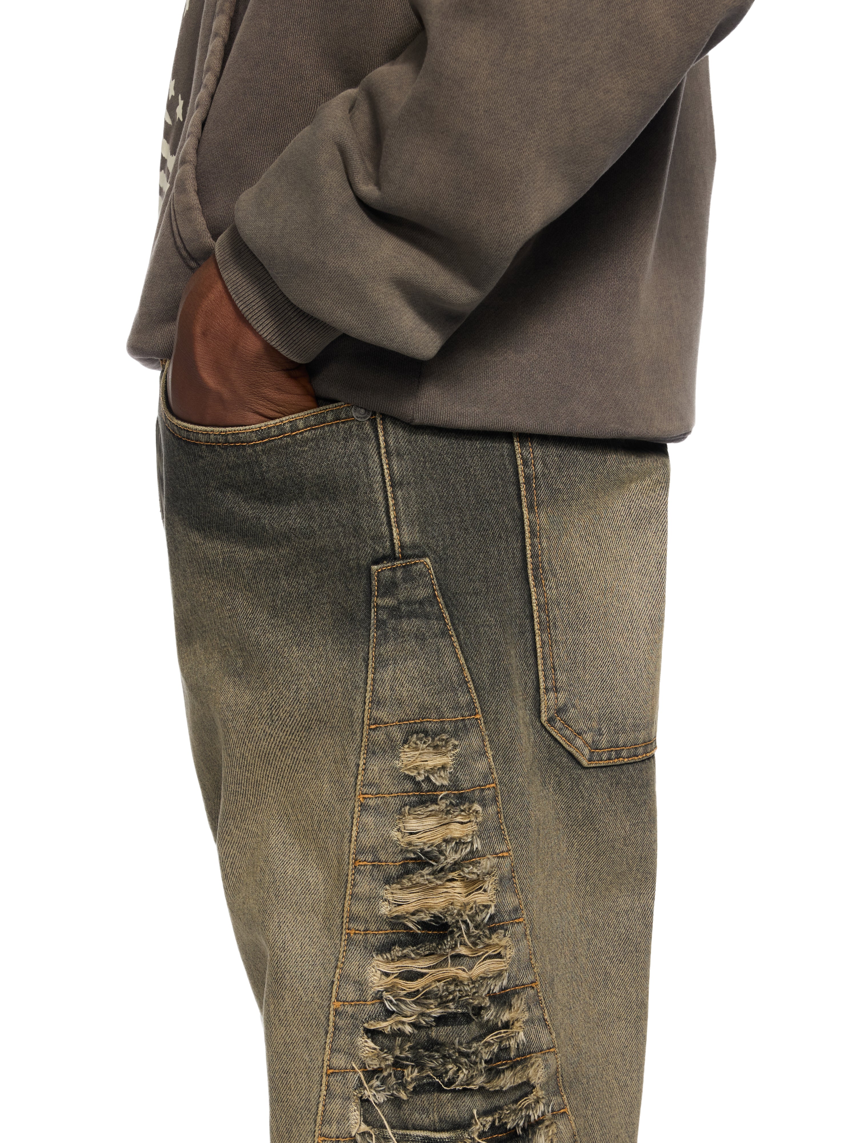 Off-White Side Distressed Jeans Black