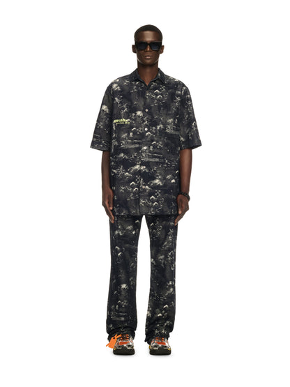 Off-White Fresco Jacq Den Bowling Shirt Blue