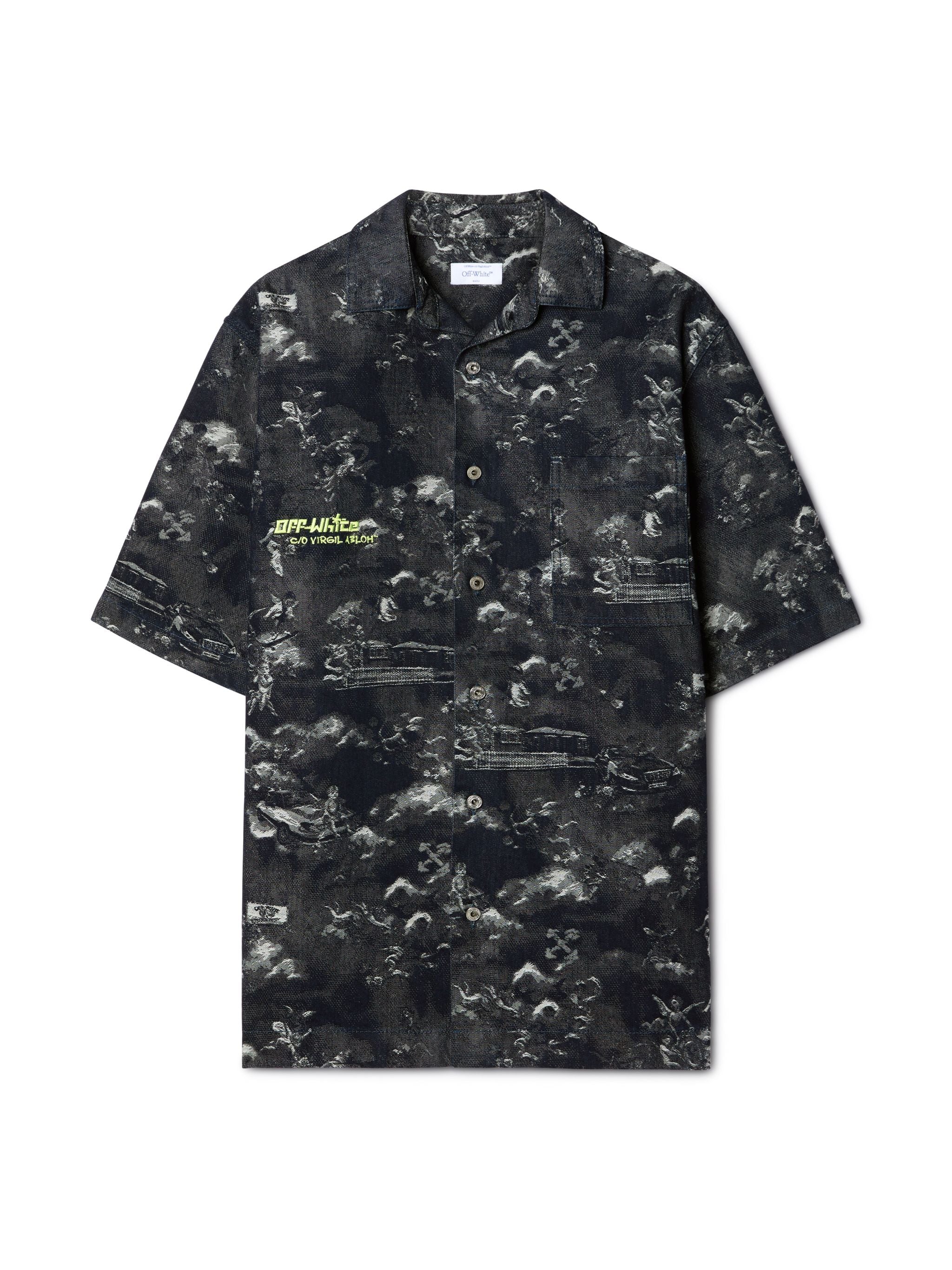Off-White Fresco Jacq Den Bowling Shirt Blue