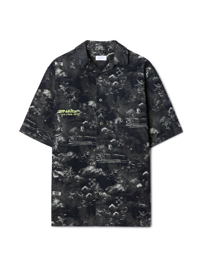Off-White Fresco Jacq Den Bowling Shirt Blue