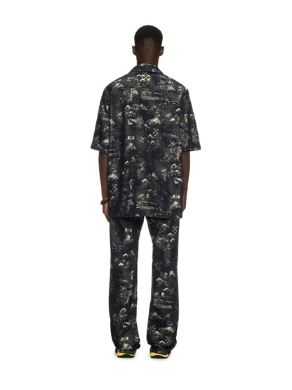 Off-White Fresco Jacq Den Bowling Shirt Blue