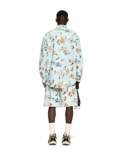 Off-White Fresco Print Den Milit Shirt Blue