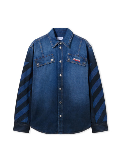 Off-White Spray Diagonal Denim Shirt Blue