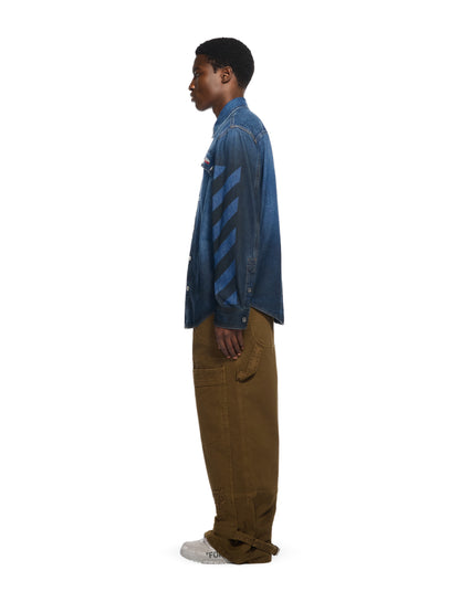 Off-White Spray Diagonal Denim Shirt Blue