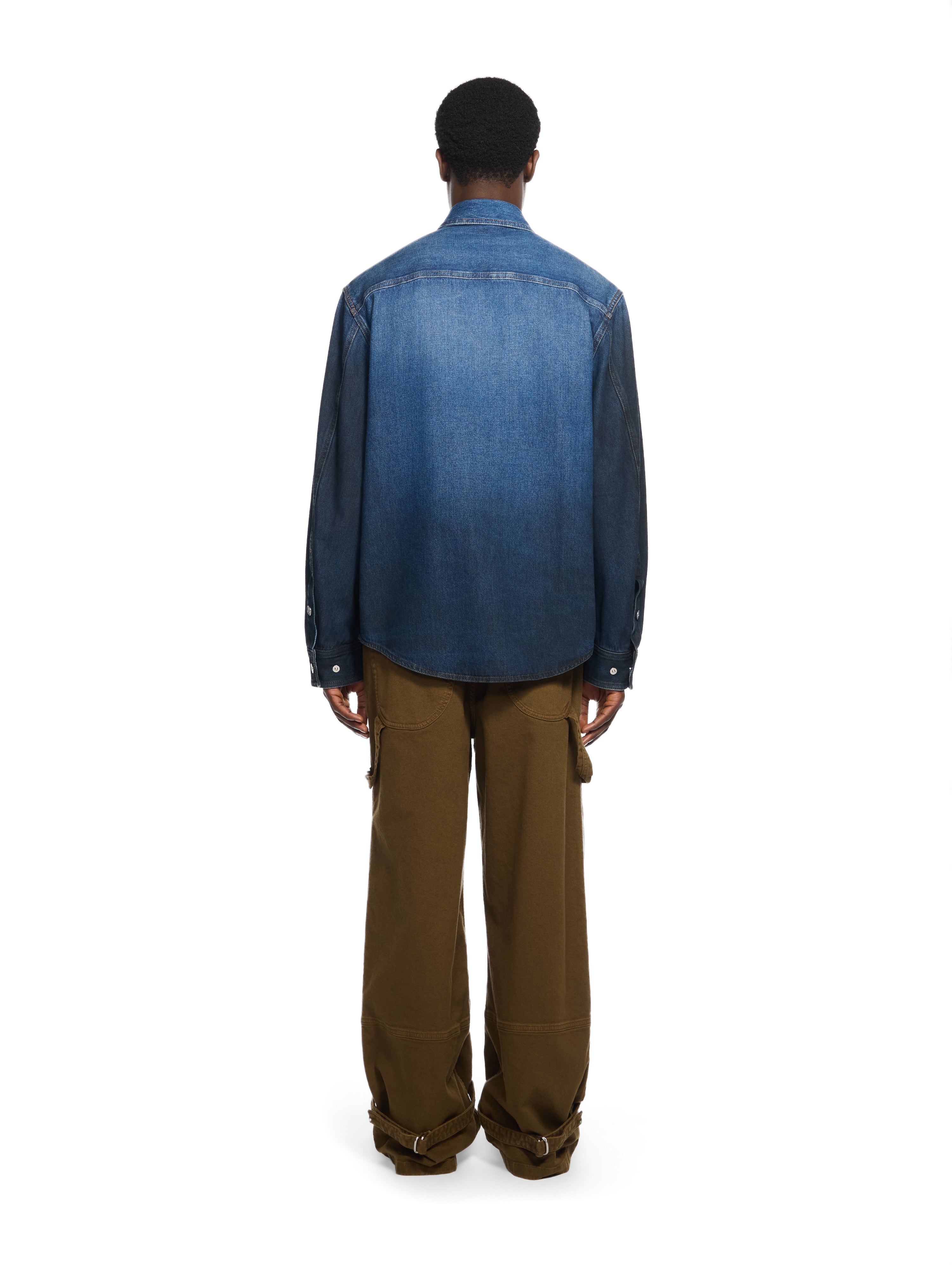 Off-White Spray Diagonal Denim Shirt Blue