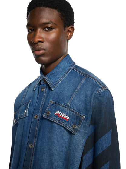 Off-White Spray Diagonal Denim Shirt Blue