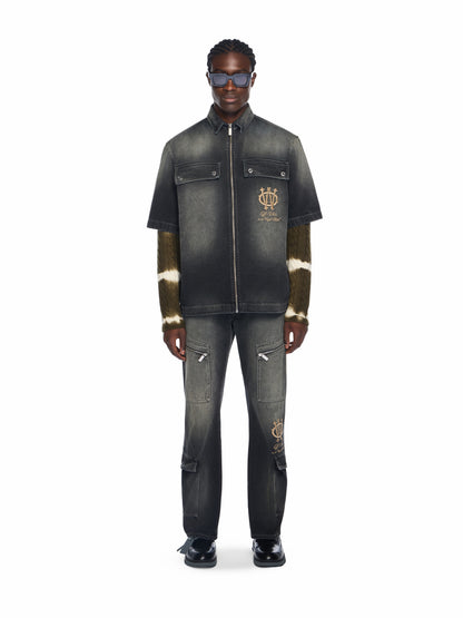 Off-White Denim Zip Bowling Shirt Black