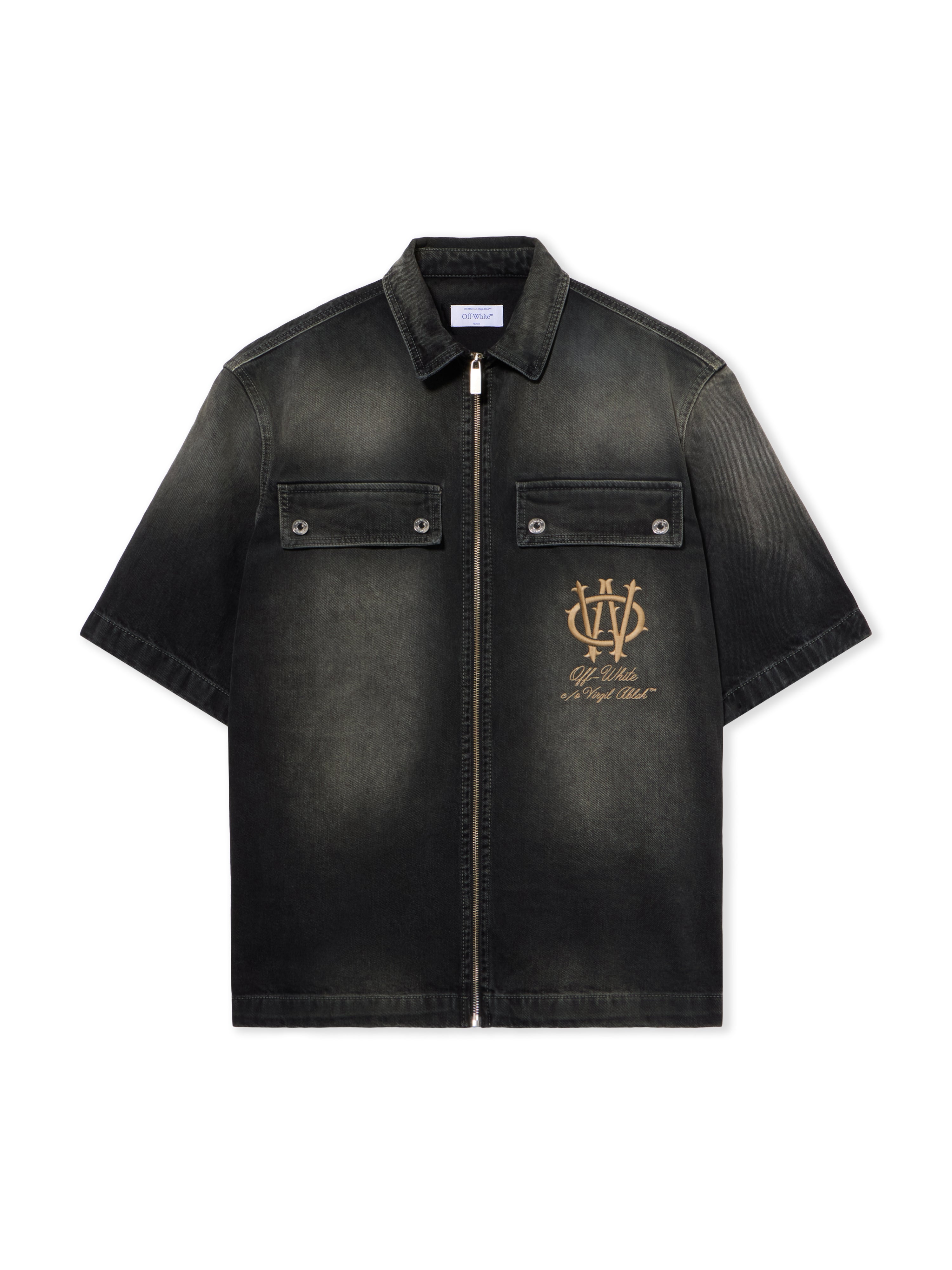 Off-White Denim Zip Bowling Shirt Black