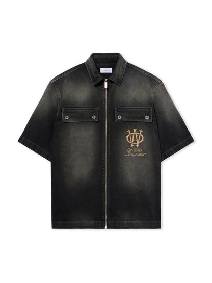 Off-White Denim Zip Bowling Shirt Black