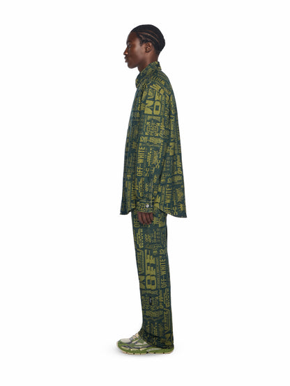 Off-White Multilogo Jacquard Denim Shirt Green